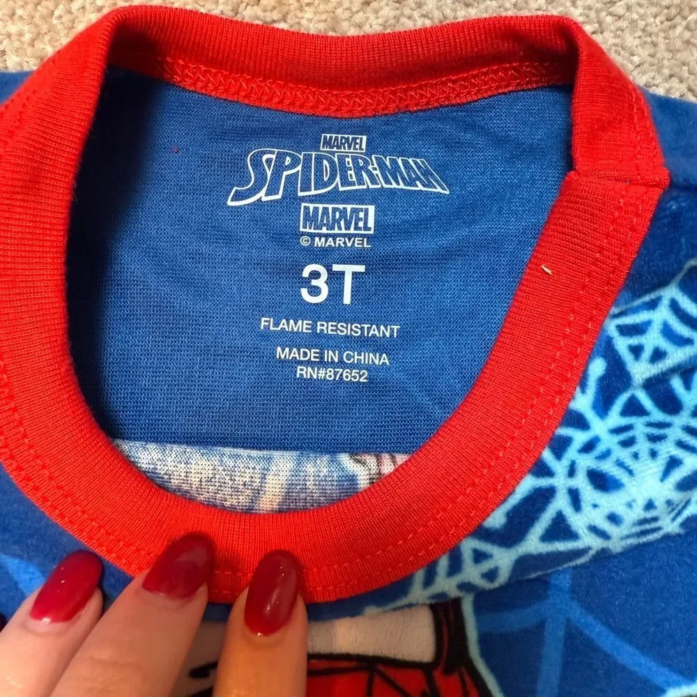 Marvel Spider-Man Blue and Red Toddler 3T PJ Top Only Christmas Santa Hat